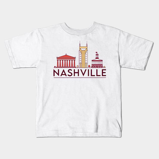 Nashville cityscape Kids T-Shirt by SerenityByAlex